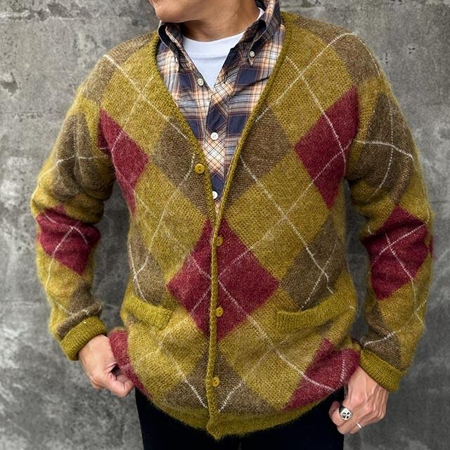 GOLD 東洋エンタープライズ アーガイルモヘアニットカーディガン アーガイル・モヘア・カーディガン KHAKI | NEVERTRUST