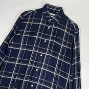 JOURNAL STANDARD relume チェック柄 長袖 リネンシャツ M /ネイビー/メンズ