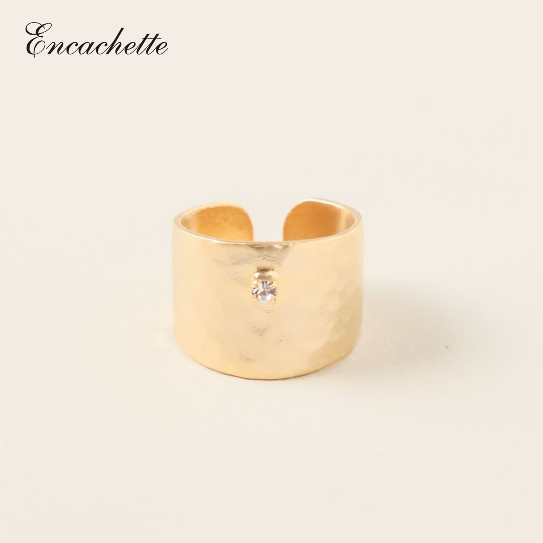 指輪 フリーサイズ シンプル リング ガラス ブランシェリング ゴールド おしゃれ Encachette アンキャシェット 普段使い カジュアル フォーマル お祝い 記念日 プレゼント 妻 彼女 女友達 女性 170340 Ac015