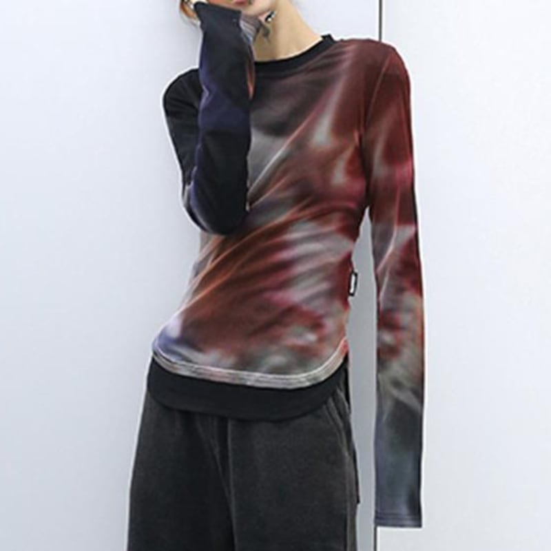 Mesh nuance pattern tops V2243