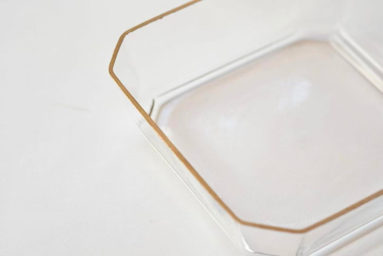 谷口嘉 Taniguchi Yoshimi - 金縁隅切盆 glass tray