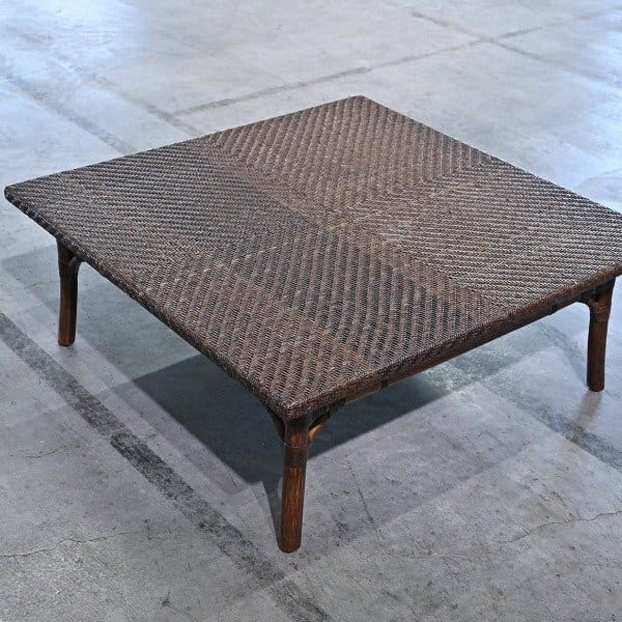 ヤマカワラタン センターテーブル ロー 籐 アジアン 和モダン リビング 高級 バリ島風 YAMAKAWA RATTAN 和室 旅館 古民家【中古家具/中古インテリア/USED家具ユーズド家具/リサイクル】