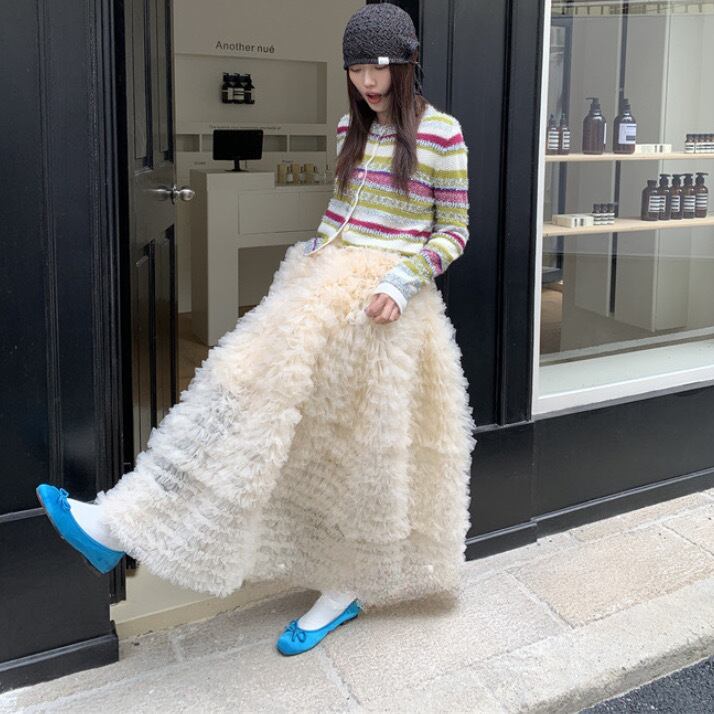 Cake Tutu Retro Mesh Flower Skirt