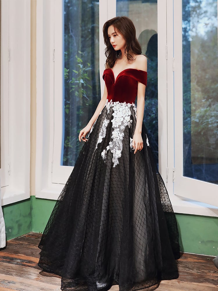 パーティードレス ロングドレス 成人式 演奏会 発表会 結婚式 写真撮影用 女子会 Xs S M L Ll 3l 気質良い 合わせやすい レトロ 着痩せ スリム アップリケ ボードネック ベルベット 編み上げスタイル Elegant