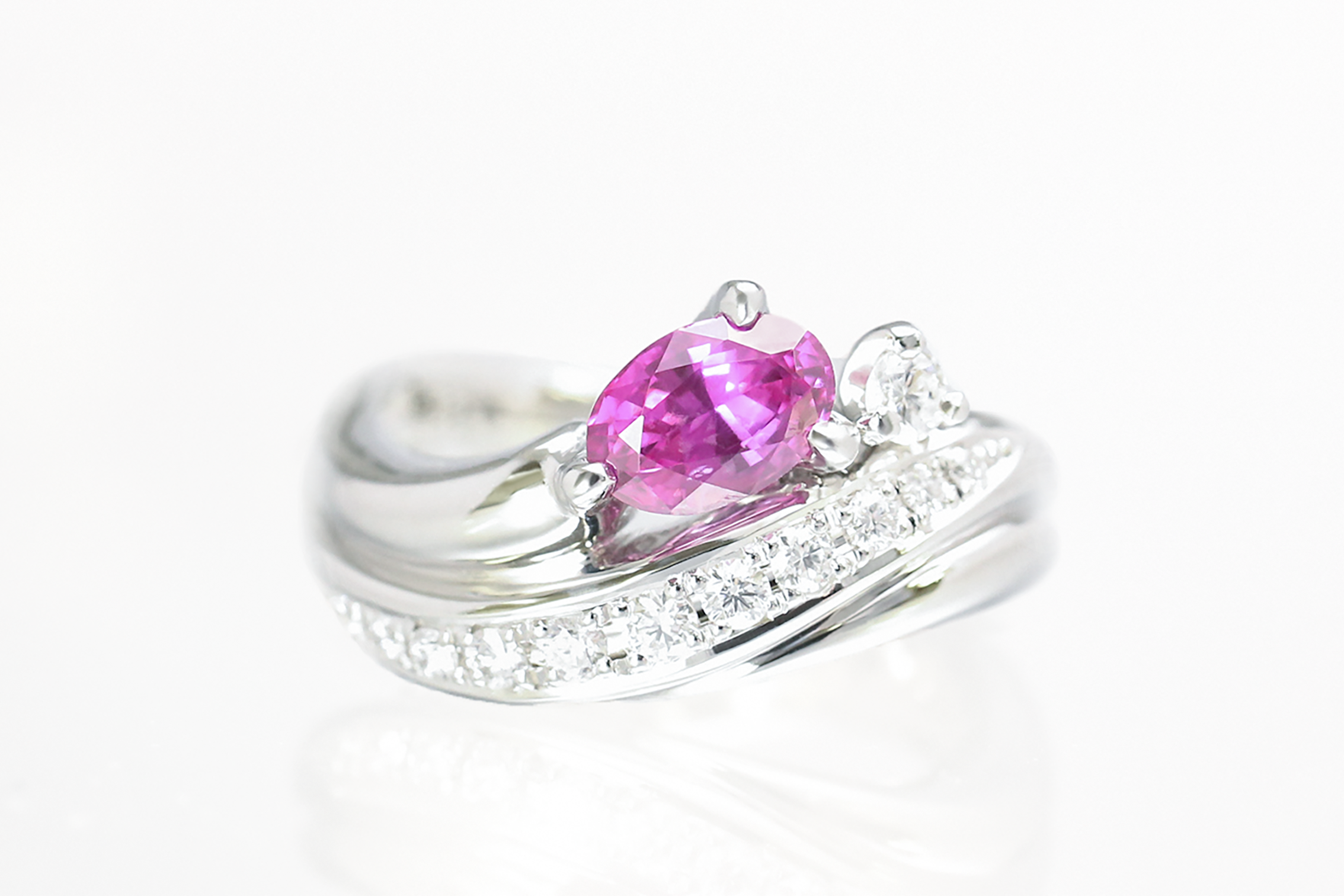 PT900 ピンクサファイア0.95ct/ダイヤモンド0.26ctリング#13 | rizjewelry