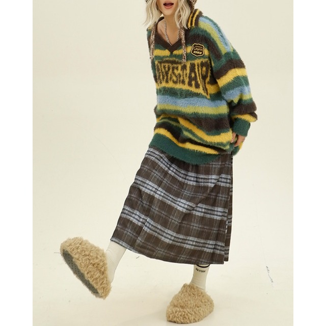 【即納】polo border logo shaggy knit　ポロボーダーロゴシャギーニット　J1764　Sサイズ