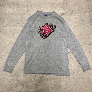 00s OLD STUSSY/Logo print L/S Tee/M/ロゴプリント/ロンT/オールドイングリッシュロゴ/グレー/ステューシー/オールドステューシー