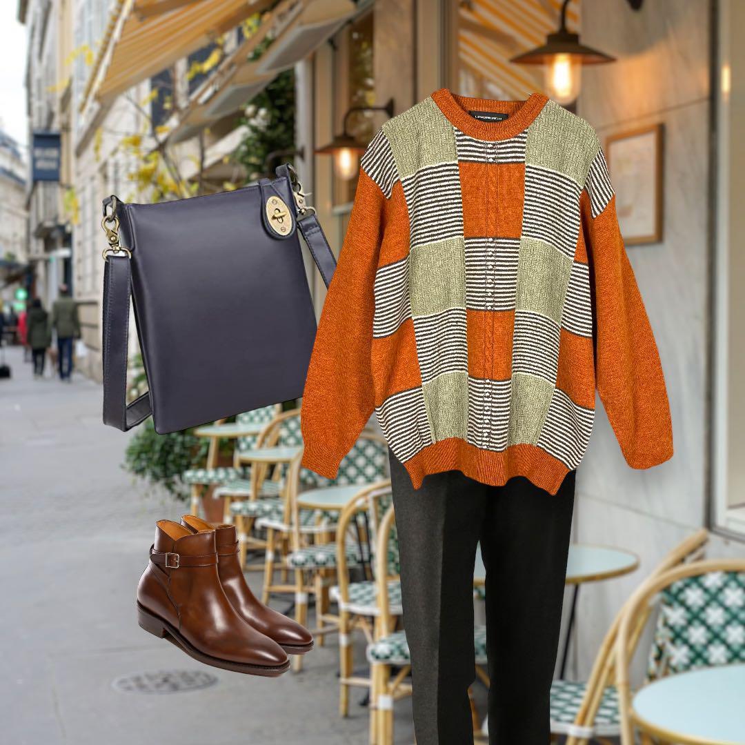 LINDBERGH】リンドバーグ ニット セーター チェック アルパカ ウール