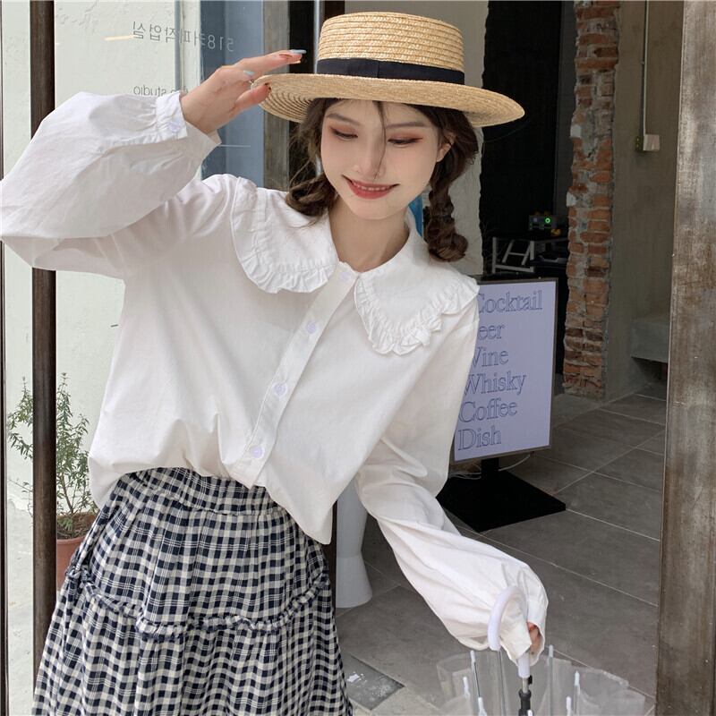 ホワイトカラーシャツ スプリングオータムトップス ロング 春物 秋物 スーパーモール88055563924