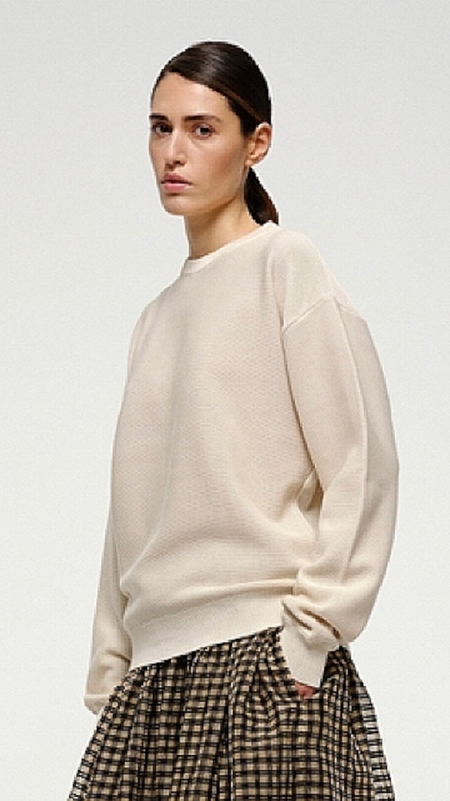 SARA LANZI -Jumper knitted cotton crepe- :OFF WHITE