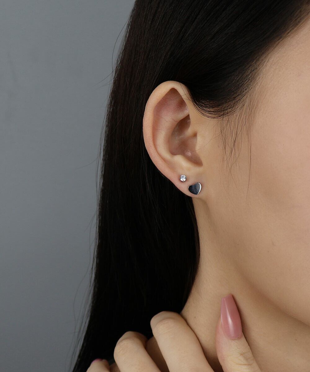 【SELECT】サージカルステンレス 316L キュービック ジルコニア ハート ピアスセット  金属アレルギー対応