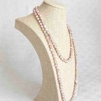 バロックパールネックレス　ピンク　不揃い中玉　ロングネックレス　真珠のネックレス　二重　19acj6-2