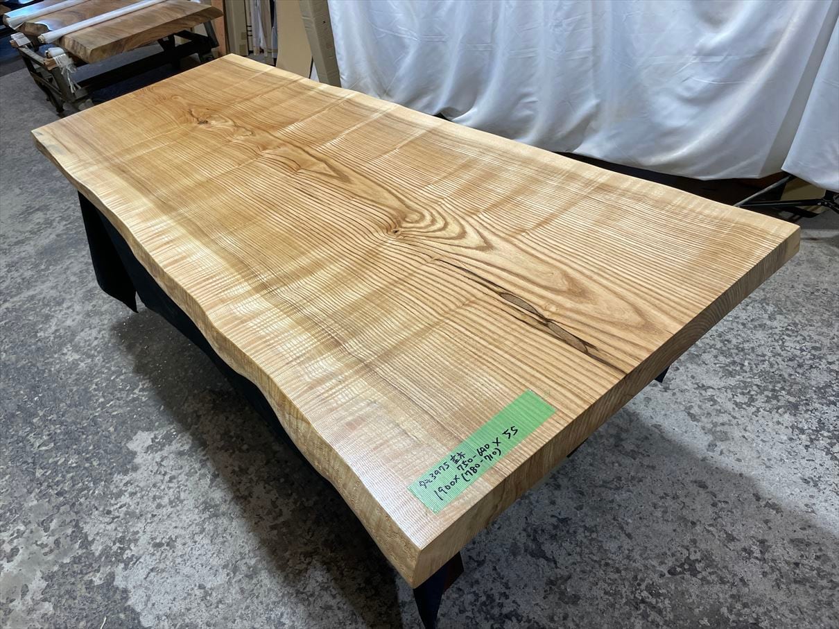 タモ3975 上杢 杢木 1900x750‐690x55mm 一枚板 無垢乾燥材 カウンター