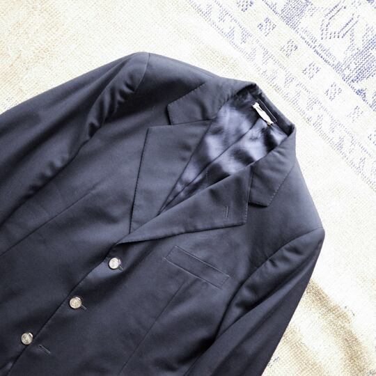 HERMES ネイビーブレザー ピュアウール SUPER100 紺ブレ 1990年代