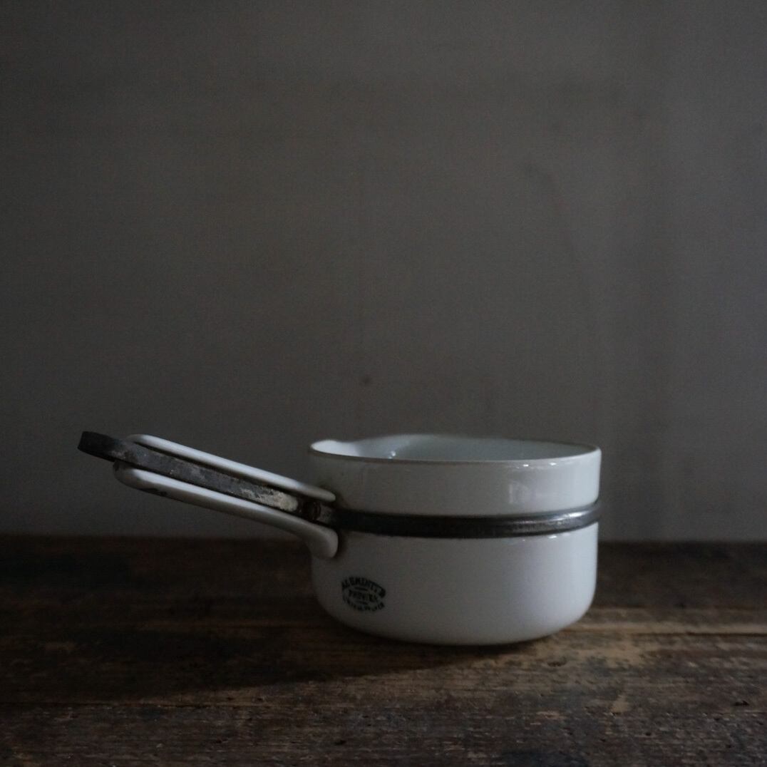 古いフランスの陶器片手鍋(小)