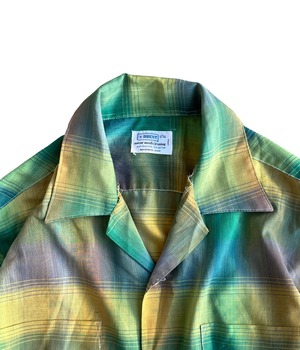 Vintage 70s Brent open collar ombre check shirt