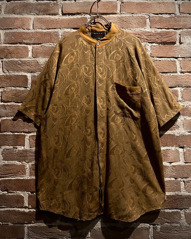 【Caka act3】Abstract Pattern Vintage S/S Band Collar Shirt