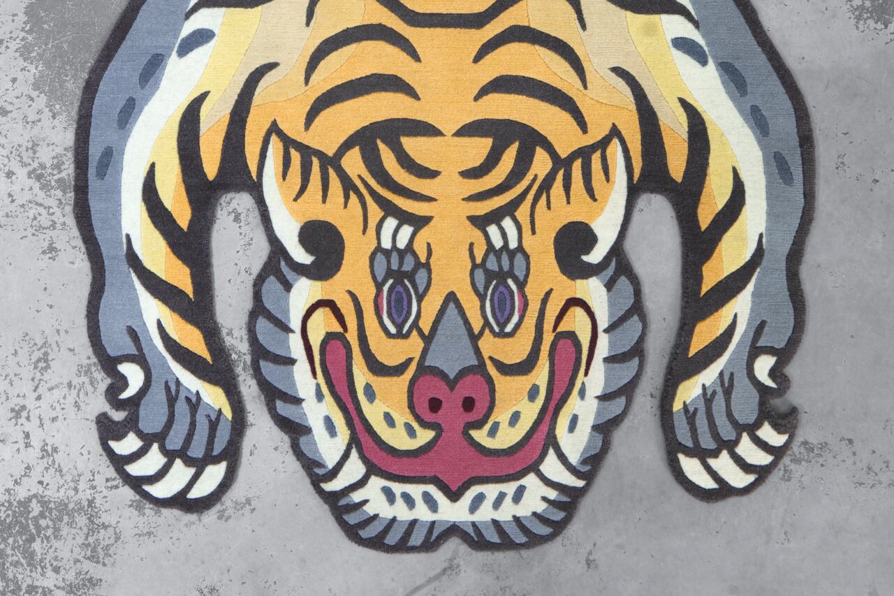 【お値下げ】チベタンタイガーラグ　Lサイズ　ウール　slowtiger Tibetan Tiger Rug 《Lサイズ•ウール・オリジナル4・タイガー293
