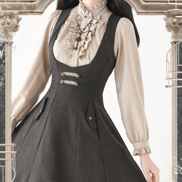 クラシカルロリータ｜縦ストライプと胸元フリルが印象的なクラシカルブラウス｜SEASONZ