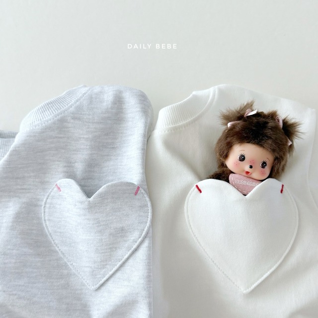 «予約»«ジュニアサイズあり»«daily bebe» ハートポケットトップス 2colors