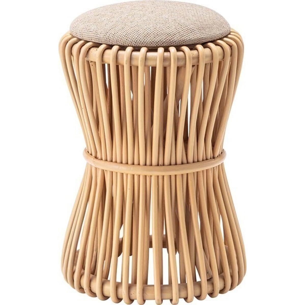 ラタンスツール GUY-260NA スツール ラタン 籐 円 丸 ラウンド サークル 天然ラタン アジアン リゾート おしゃれ かわいい 北欧 ナチュラル クッション 高さ40cm 直径30cm 幅30cm 鼓 個性的 ショップ カフェ 店舗