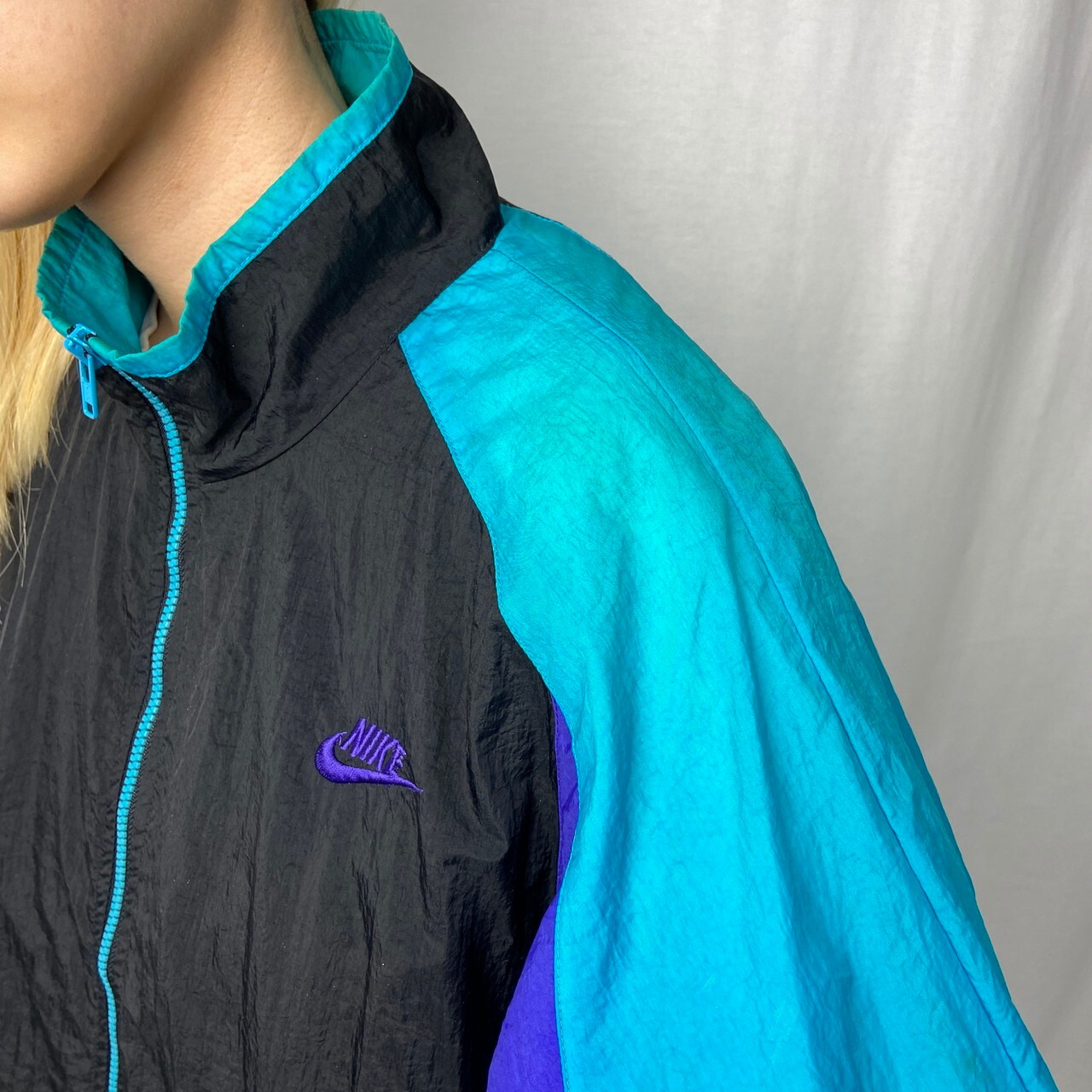 90年代 NIKE ナイキ 銀タグ ワンポイントロゴ刺繍 切替デザイン 