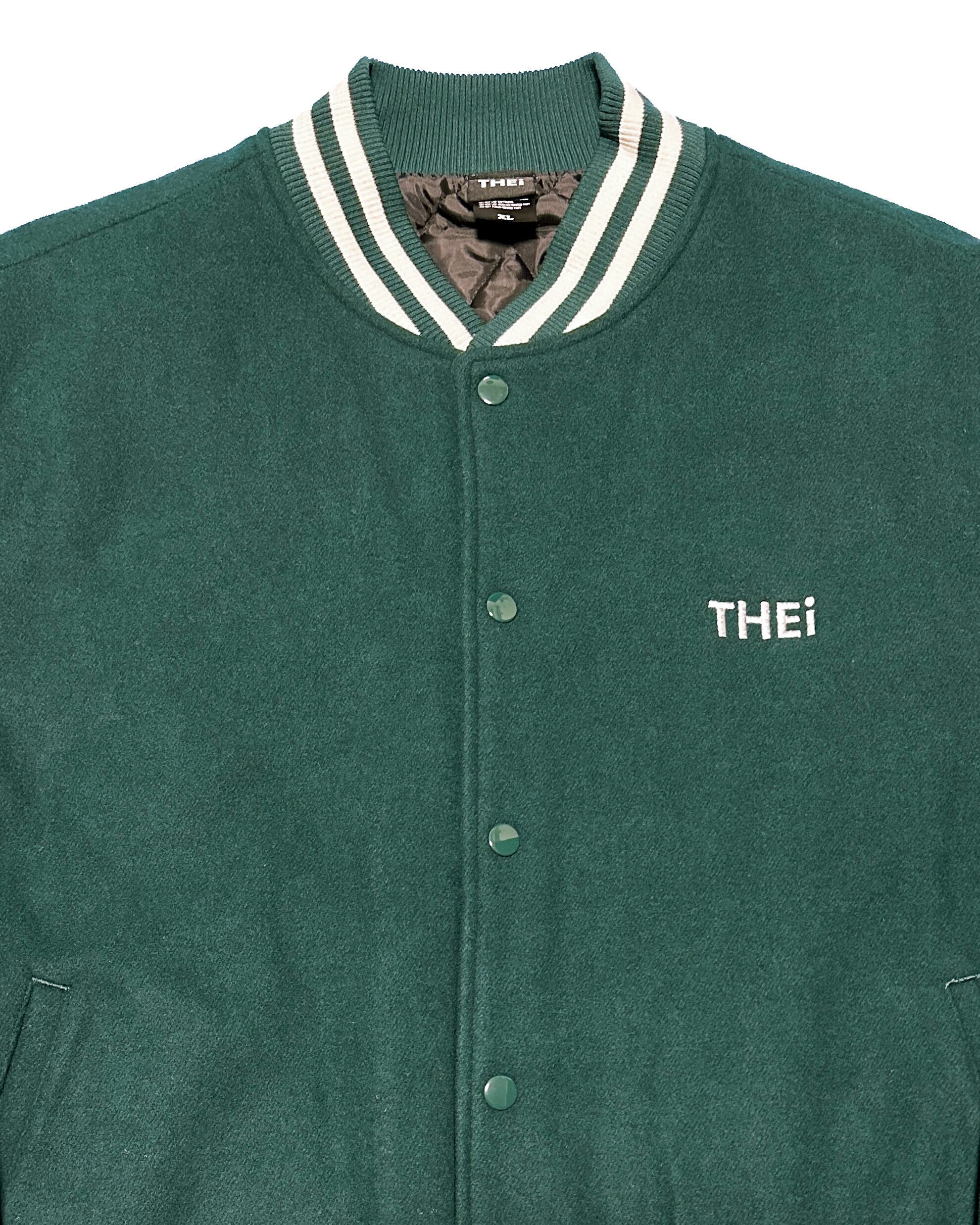BASIC ONE POINT MELTON STADIUM JACKET - BILLIARD GREEN BASIC ONE POINT MELTON STADIUM JACKET - BILLIARD GREEN