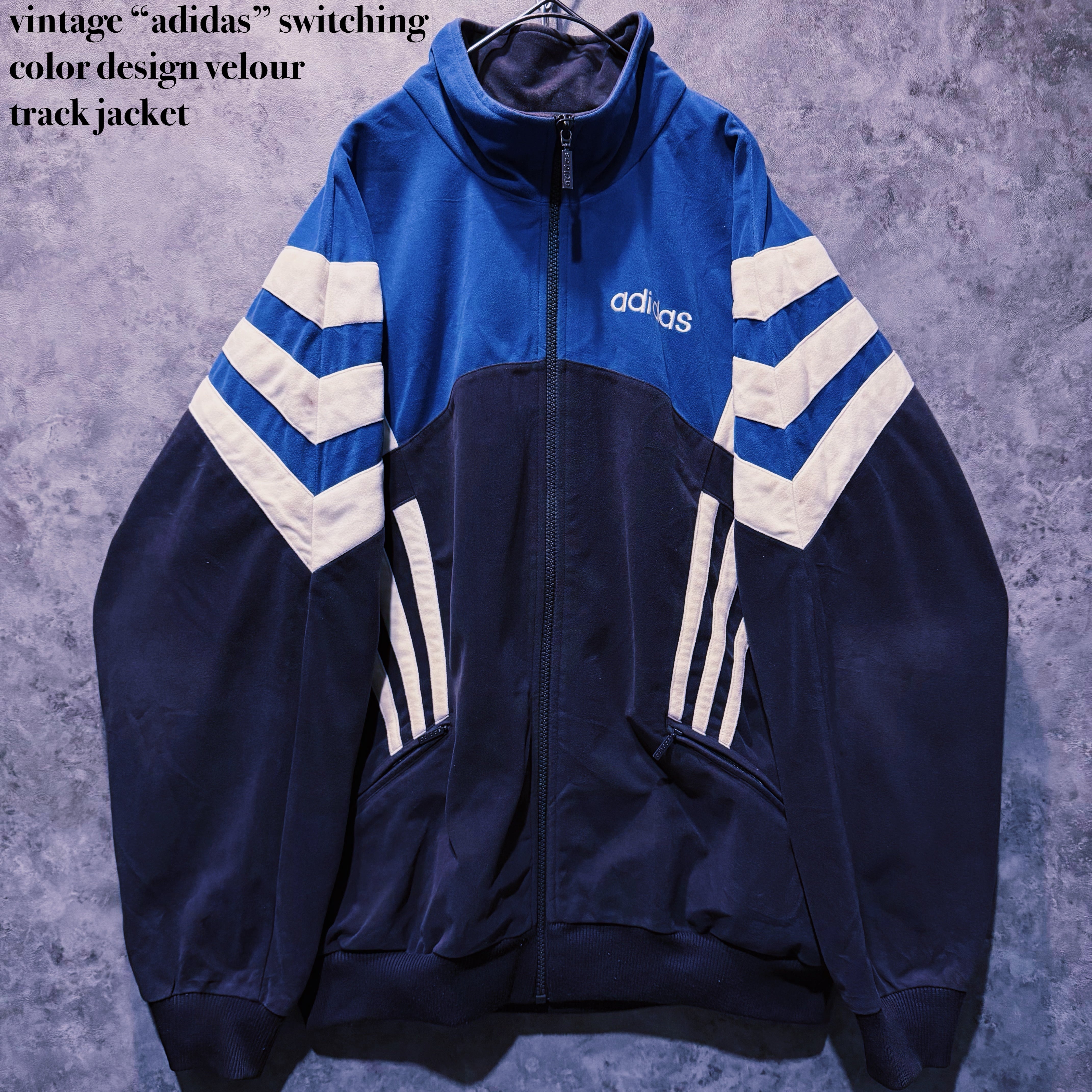 【doppio】vintage “adidas” switching color design velour track jacket
