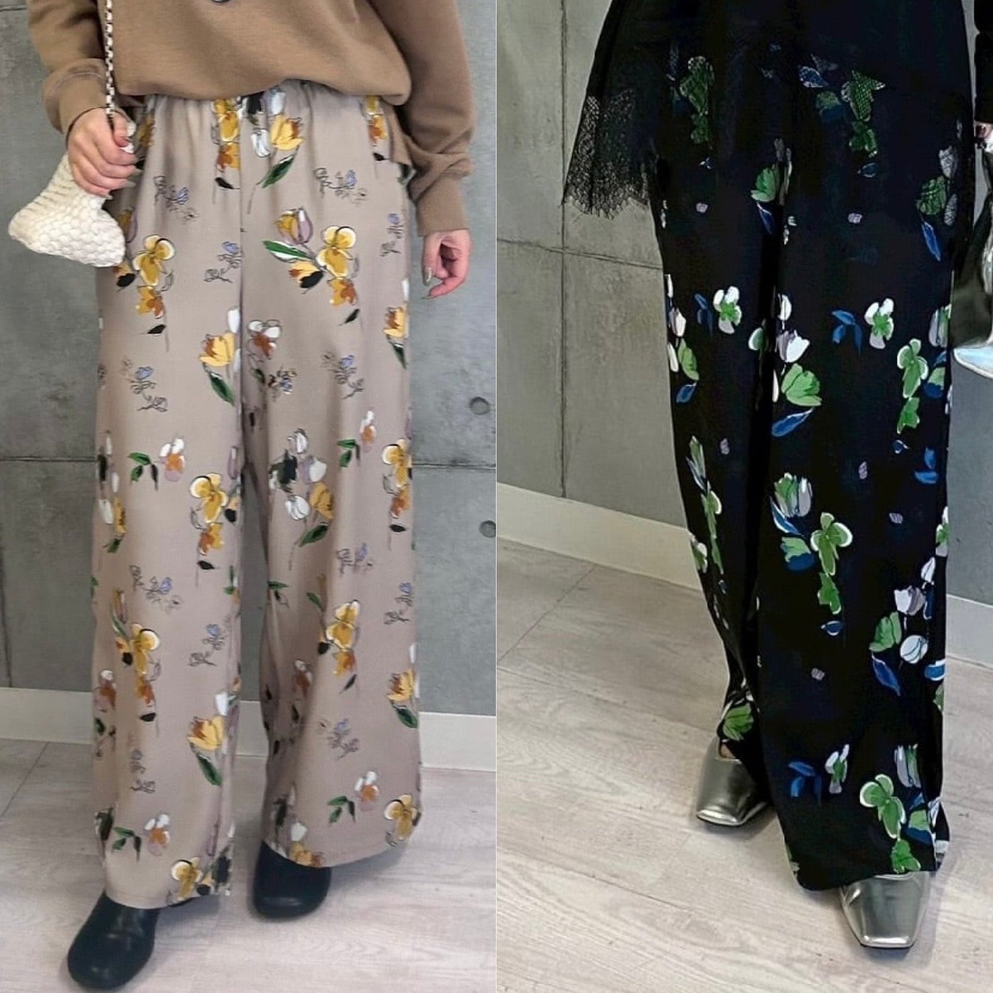 【 ROSIEE 】ニュアンス花柄イージーパンツ