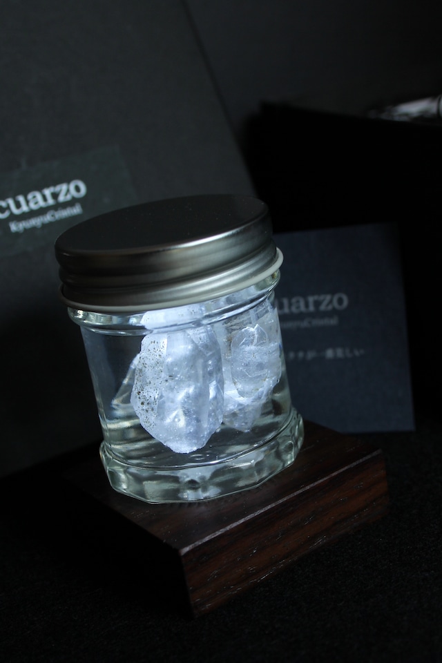 【157】2種の宮崎クリスタル アクアリウム　ローズウッドLEDベース