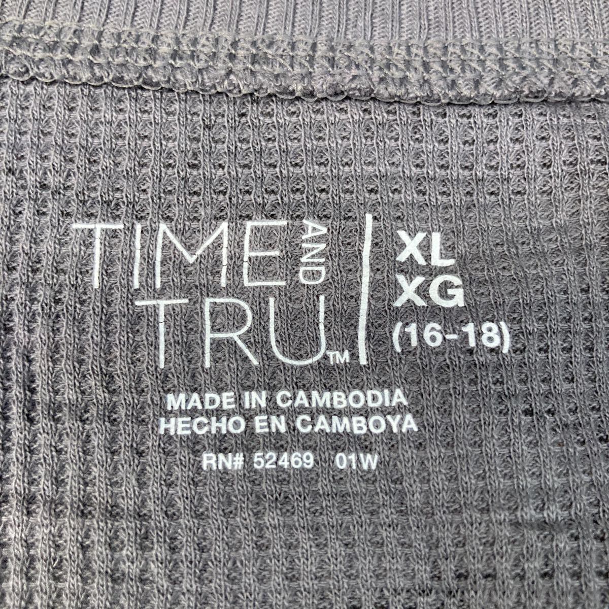 TIME AND TRU 長袖 サーマル Tシャツ XL グレー 迷彩 カモフラ ロンT