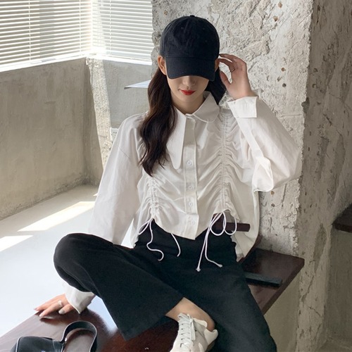 ✞ ♡ギャザーショートトップス プリーツシャツブラウス大人女子☆ ロング ✞ゴスロリ SM ミリ 甘ロリ クラロリ 和ロリ エレガント 黒ロリ 姫ロリ 華ロリ BB-BB61615043914