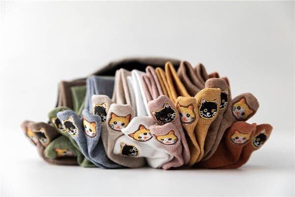 かかと猫さん靴下10色組セット