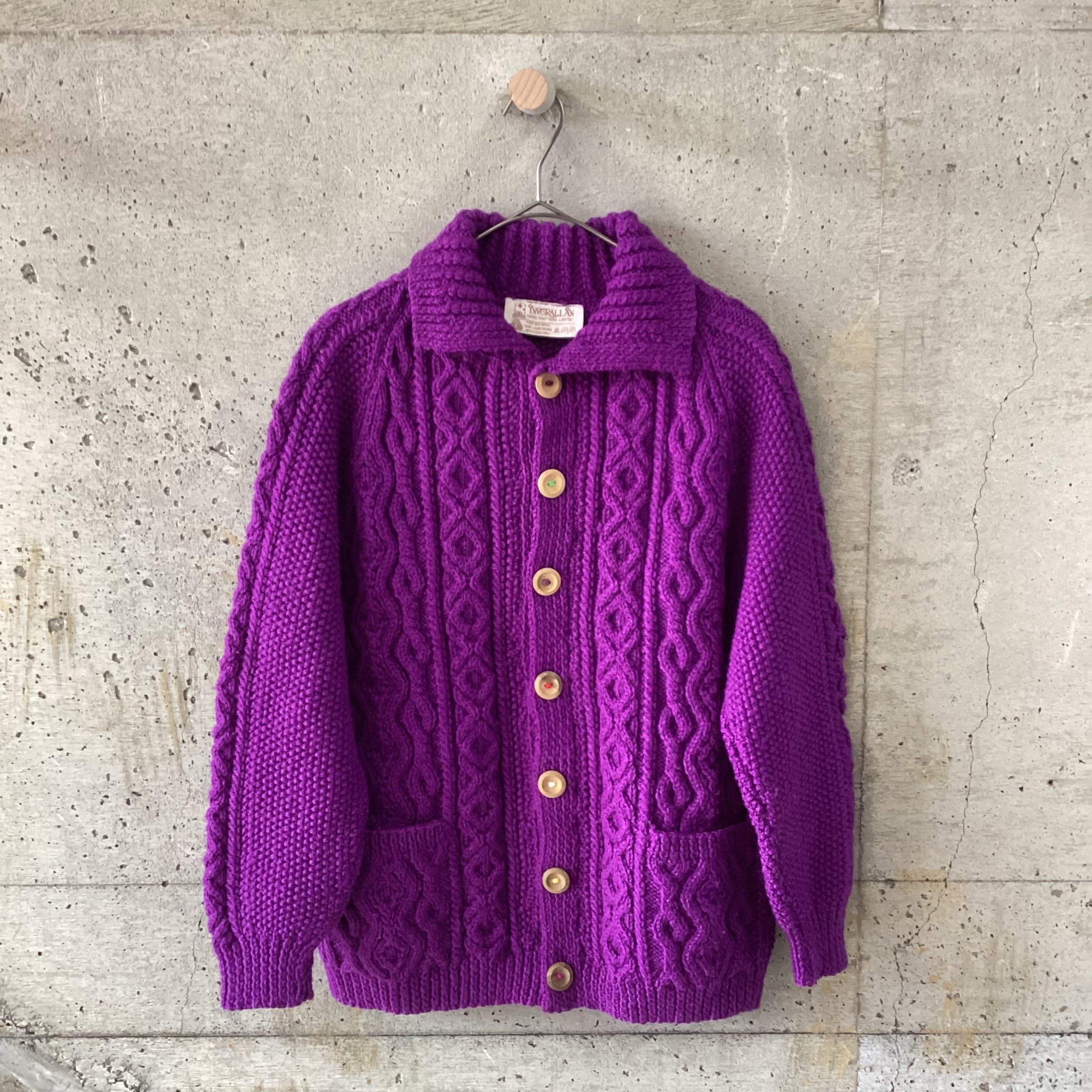 Hand-knitted purple cardigan