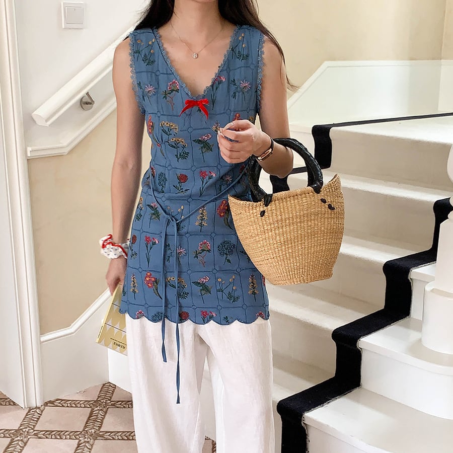 【dress】刺繍ノースリーブワンピース M33047