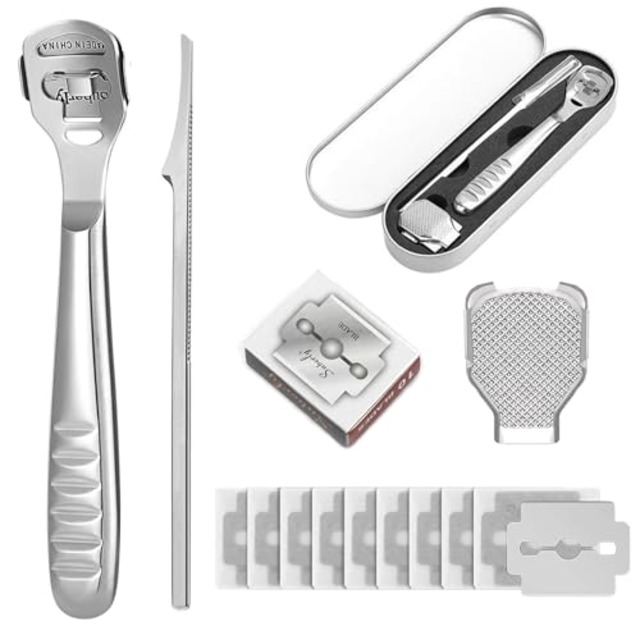 DFsucces 角質削り 魚の目 除去 ステンレス製 角質削り 角質ケア 足底の汚れを取り除き 魚の目カッター 替刃10枚付き