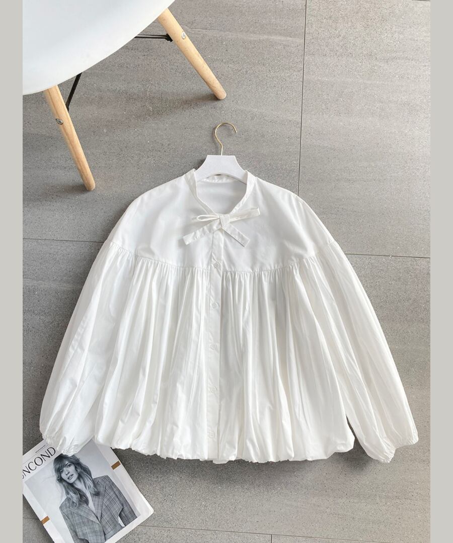 バブルランタンスリーブ◆ボウタイカラーブラウス【t-11161】