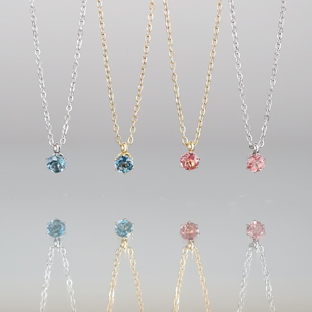 ロンドンブルートパーズのひと粒ネックレス｜4mm｜つけっぱなしOK★選べるカラー ゴールド or シルバー