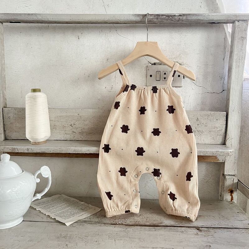 【BABY】熊柄カジュアルサロペット