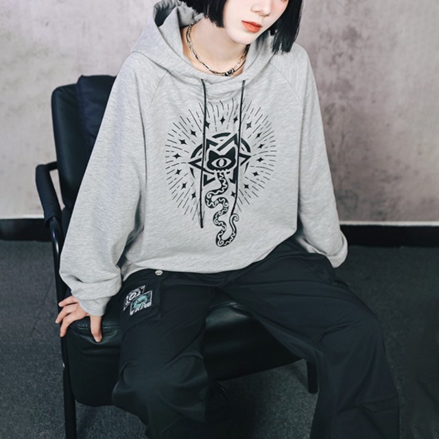 スネークキャットアイグラフィックフーディパーカー（ruf_02417）
