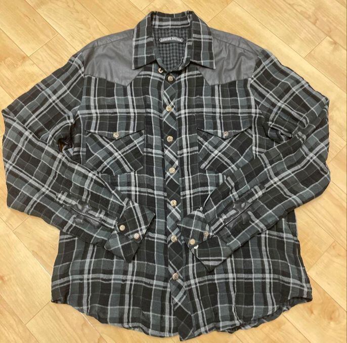 CHROME HEARTS クロムハーツ ヨーク切替 ガーゼチェック 長袖 CHROME HEARTS クロムハーツ ヨーク切替 ガーゼチェック 長袖
