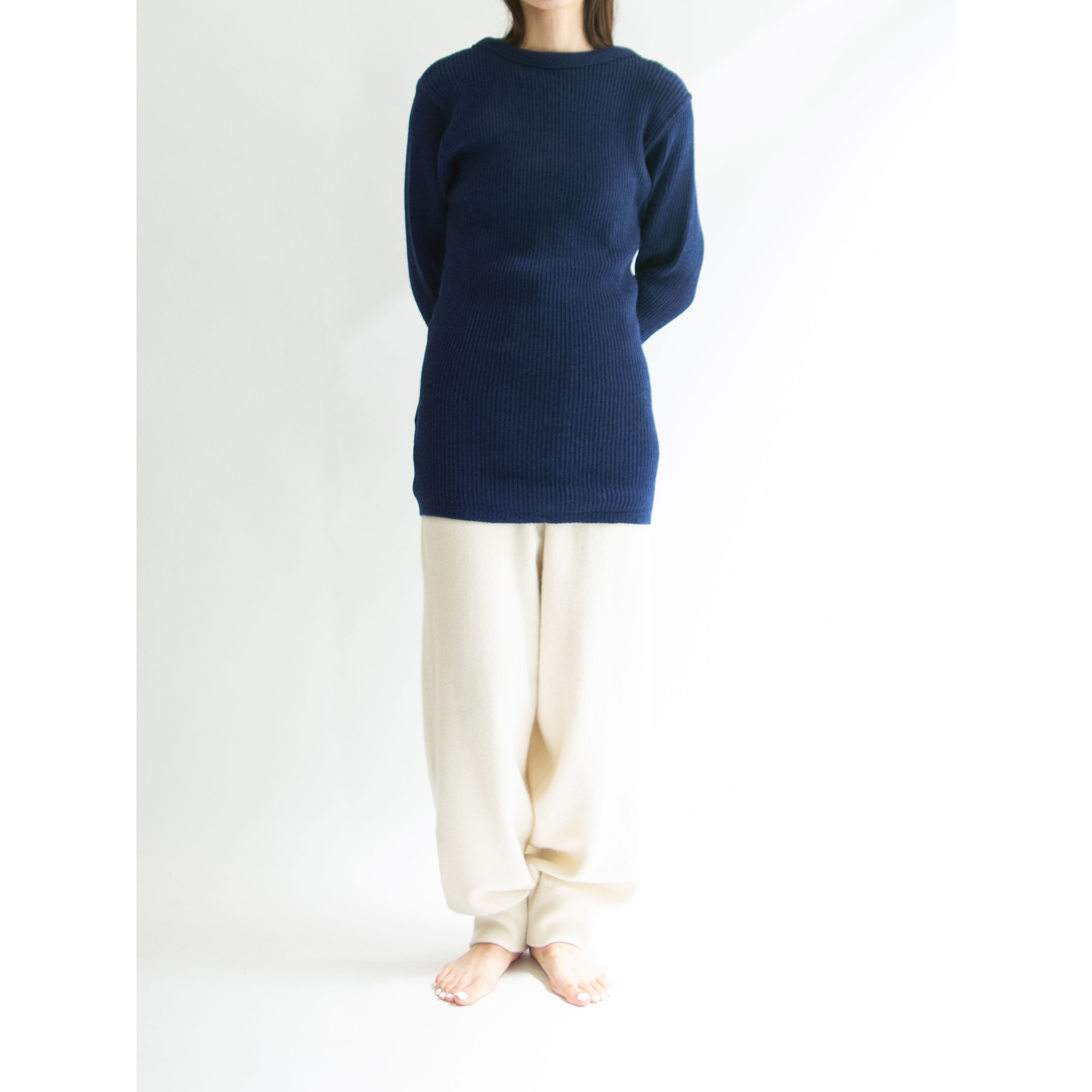 【Dead stock】French Navy 100% wool rib knit pullover（フランス海軍 ウールリブニットプルオーバー セーター）11a