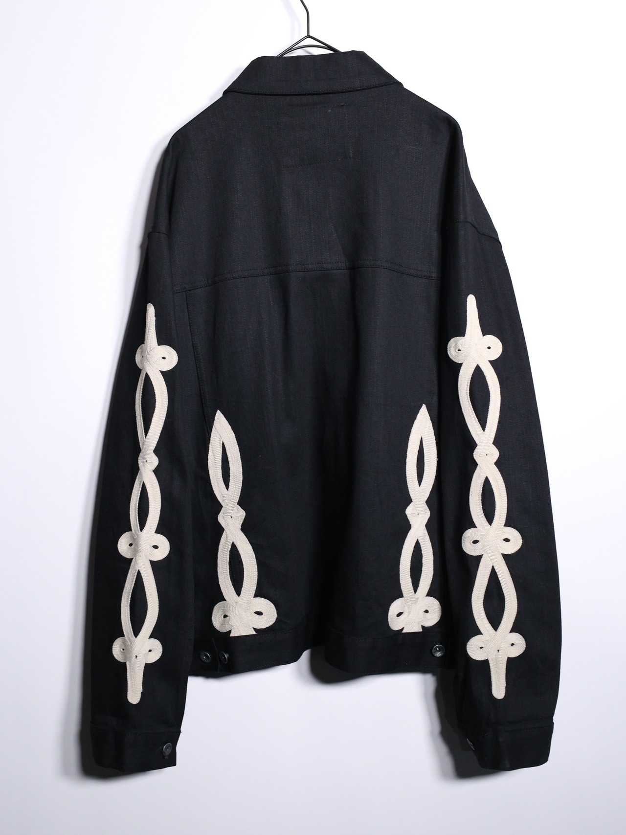 "AKOO" XXXL rope design black denim jacket - 13