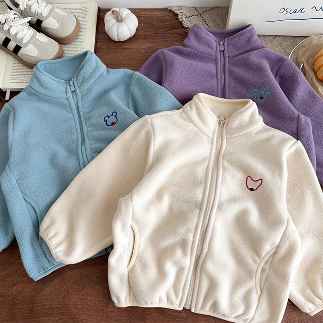 【BABY&KID】冬作動物刺繍入りフリースジャケット