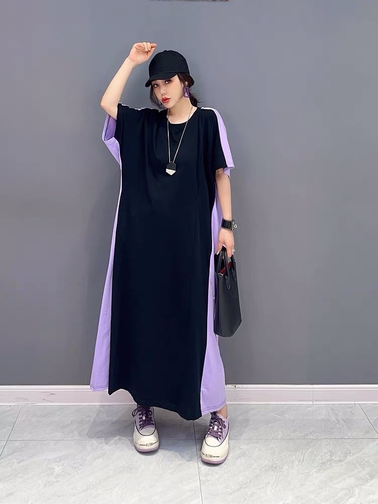 ワンピース 紫 水玉 ドット ワンピース ゆったり オーバーサイズ ワンピース 紫 水玉 ドット ワンピース ゆったり オーバーサイズ