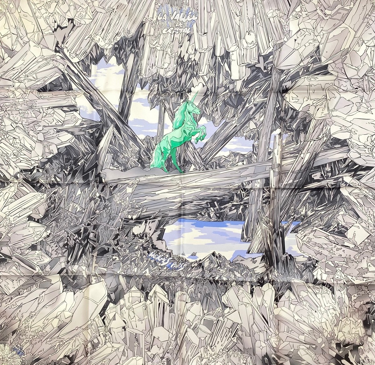 HERMES エルメス スカーフ カレ90 《ラ・ヴァレ・ドゥ・クリスタル  