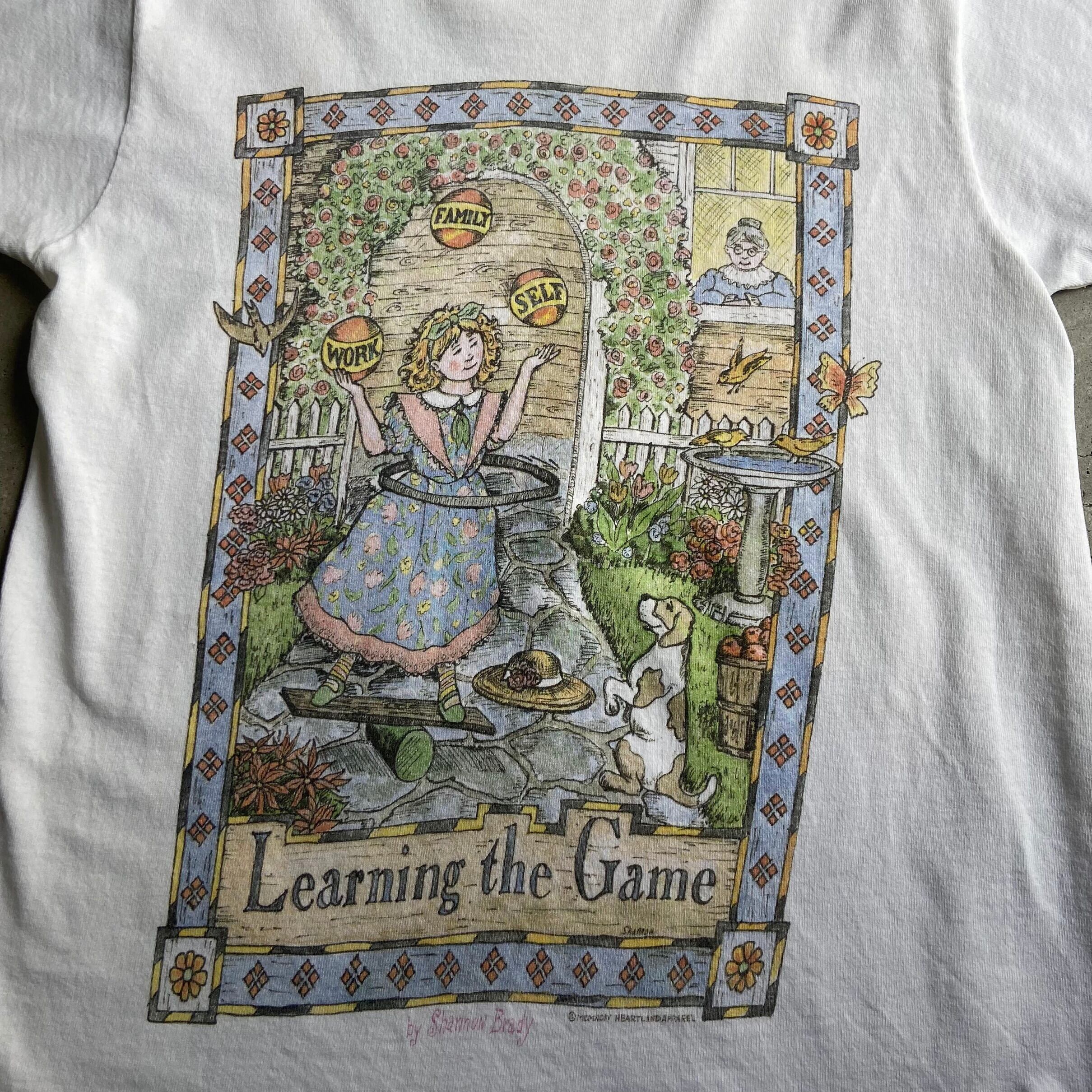 90年代 USA製 learning the game アート プリントTシャツ メンズS レディースM相当 古着 90s ヴィンテージ ビンテージ  ホワイト 白色【Tシャツ】【P2000】 | cave 古着屋【公式】古着通販サイト