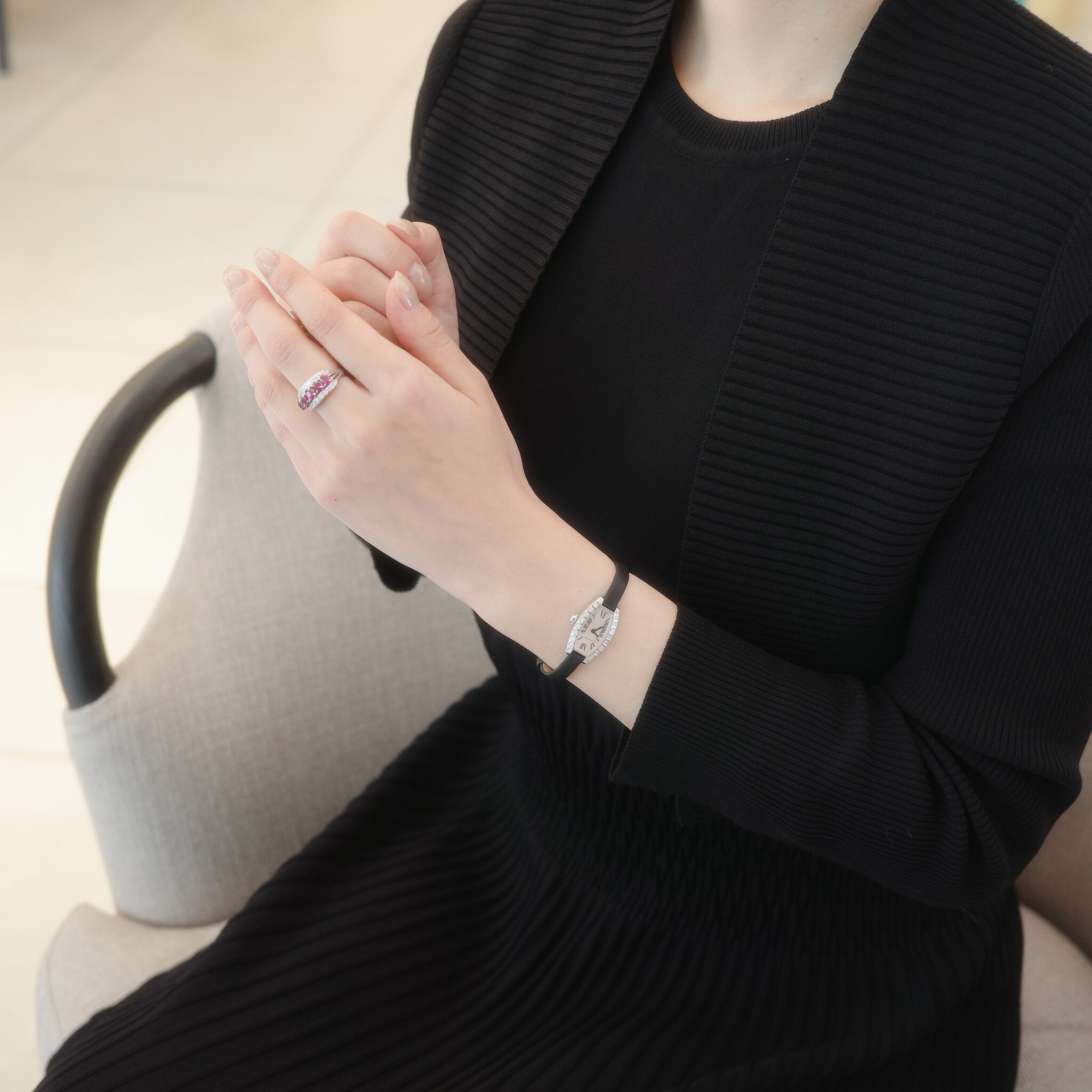 カルティエ　ラニエール　トノー　ダイヤ　時計 18k　オーバーホール済み Cartier - カルティエ ラニエール トノー ダイヤ 時計 18k