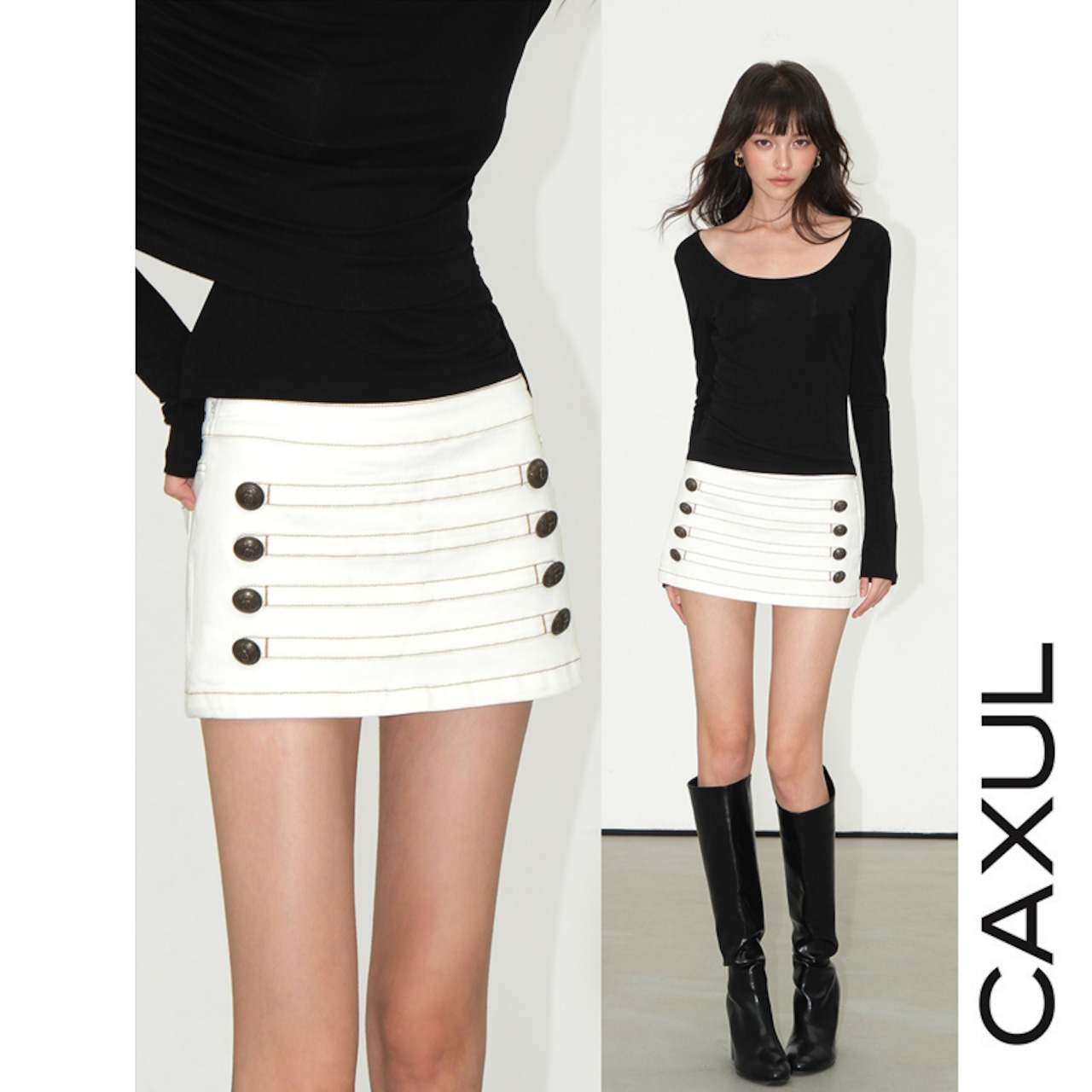 Vintage Button Denim Skort