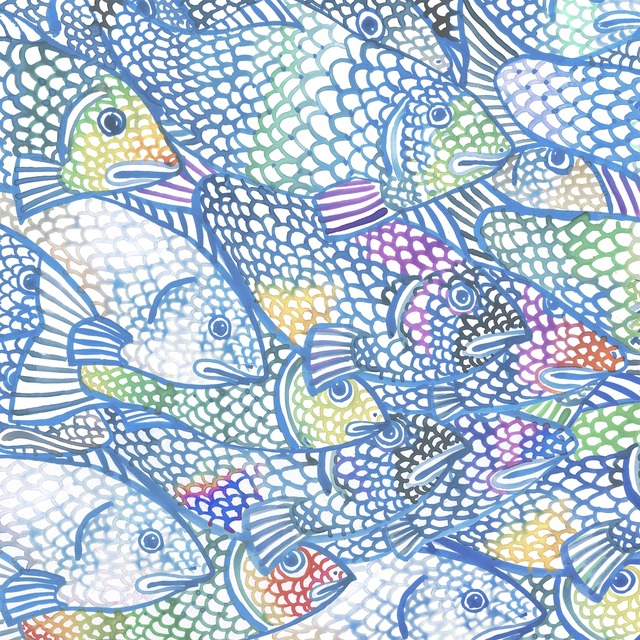 【FASANA】バラ売り2枚 ランチサイズ ペーパーナプキン Rainbow fishs ブルー